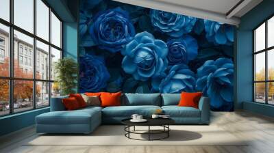 Full image of blue roses
 Wall mural