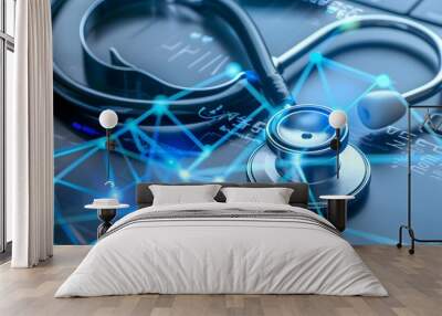 General Medical Services (GMS) and General Practitioners(GPs or family doctors) Health care and medical services, examination, Data analysis on network screen, Medical business, Insurance concept Wall mural