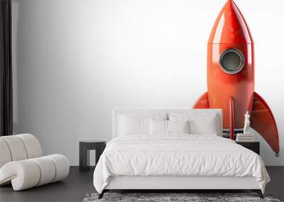 Launch of a rocket isolated on clear background, made of precious metal. Successful start concept. Wall mural