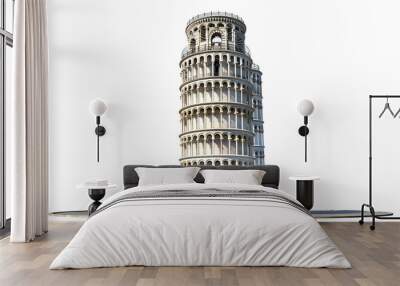 Leaning tower of Pisa in Tuscany, Italy landmark isolated on transparent background, png file Wall mural