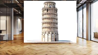 Leaning tower of Pisa in Tuscany, Italy landmark isolated on transparent background, png file Wall mural