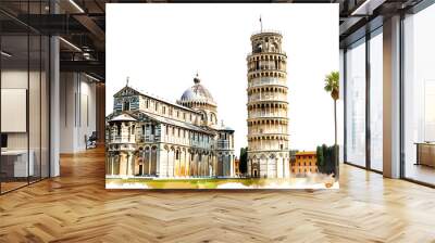 Leaning tower of Pisa in Tuscany, Italy landmark isolated on transparent background, png file Wall mural