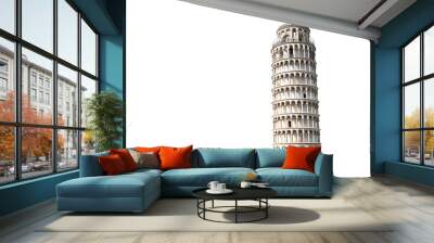 Leaning tower of Pisa in Tuscany, Italy landmark isolated on transparent background, png file Wall mural