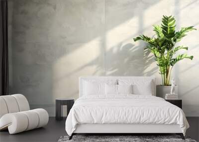 Ornamental plant on floor white. 3D Rendering
 Wall mural