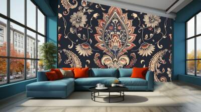 Paisley ethnic patterns design floral pattern with paisley and indian flower motifs. damask style pattern for textil and decoration
 Wall mural