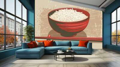 Rice Bowl and Chopsticks vector Wall mural