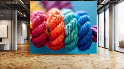 Team rope diverse strength connect partnership together teamwork unity communicate support. Strong diverse network rope team concept integrate braid color background cooperation empower power.Team rop Wall mural