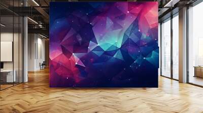 Triangle based colorful galaxy feel abstract background. Composition of triangles with an crystal, network feel.
 Wall mural