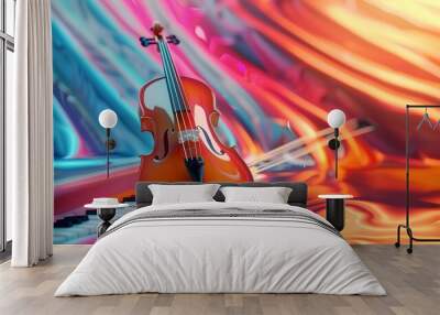 Violin and piano on abstract colorful background. Music concept. 3D Rendering
 Wall mural