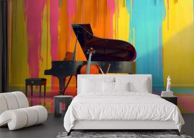 Violin and piano on abstract colorful background. Music concept. 3D Rendering
Violin and piano on abstract colorful background. Music concept. 3D Rendering
 Wall mural