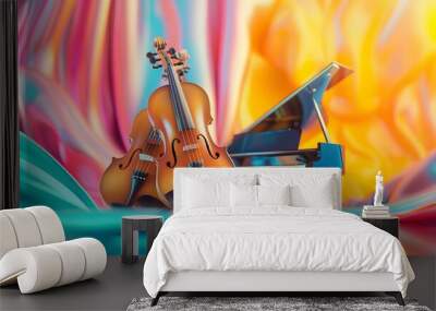 Violin and piano on abstract colorful background. Music concept. 3D Rendering
Violin and piano on abstract colorful background. Music concept. 3D Rendering
 Wall mural