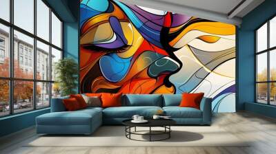 with Flowing Lines and Bright Colors for Modern Art Wall mural