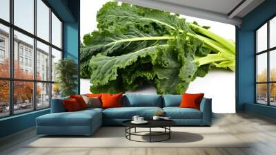 A bunch of green kale on a white background Wall mural