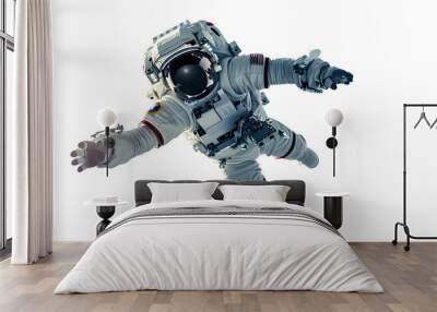 astronaut flies over the white backgrounds.  Wall mural