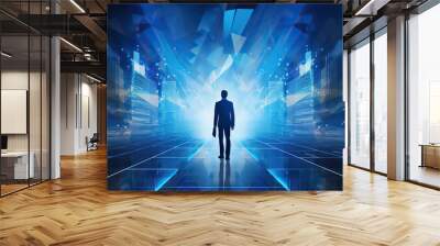 Bright Blue Business Background. Wall mural