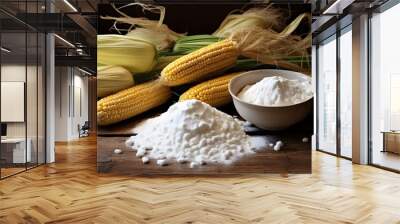 corn starch on the table, next to the corn cobs Wall mural