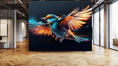 Graphic Digital bird flying connection technology concept Wall mural