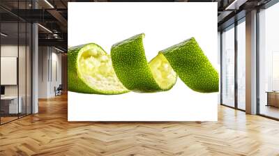 Green lime peel isolated on white background with lime twist and fruit zest
 Wall mural