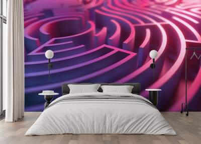 Illustration in 3D style of a labyrinth shaped like the papillary lines of a human finger, shown in Wall mural