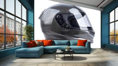 motorcycle carbon integral crash helmet isolated on white background. Wall mural