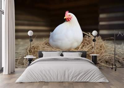 Organic white leghorn egg from free range farm
 Wall mural