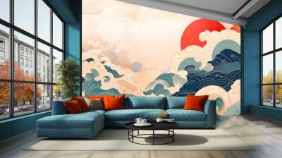 Oriental background with Japanese traditional pattern
 Wall mural