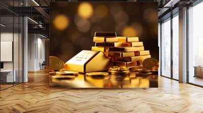 Physical gold trading investment concept with road from gold bars. Investing in Tax Free Gold Bullion · Investment Gold Bars and Coins
 Wall mural