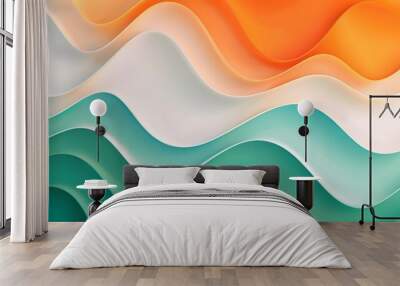 Retro orange green white grainy gradient background noise texture effect summer poster design seamless colors teal abstract wave pattern. Abstract modern gradient web banner
 Wall mural