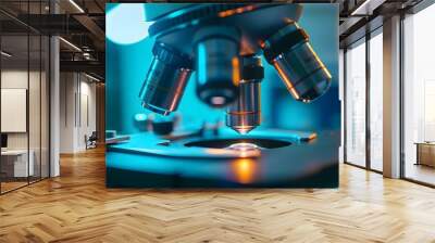 Science and medical treatment research concept image with microscopy research using a microscope close-up view Wall mural