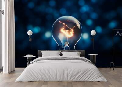 Technology light bulb in the dark Wall mural