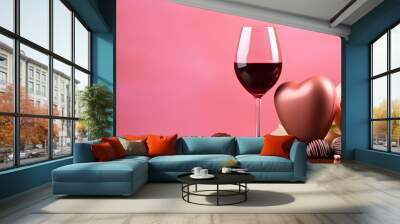 Valentine Gift, Red Wine and Roses Wall mural