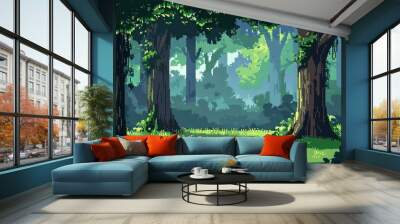 Forest, pixel art style, simple Wall mural