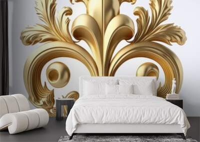 Gold ornament. Antique style gold. Eelegant luxury design, golden elements in baroque. Gold vintage baroque. Generative AI	 Wall mural