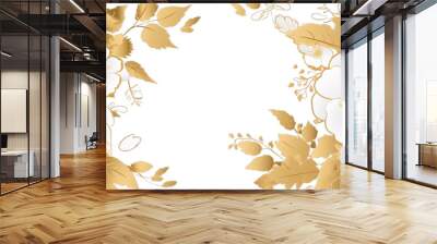 Golden Flowers frame, Floral Garden Frame, Gold Flower backdrop, isolated on transparent background, AI	
 Wall mural