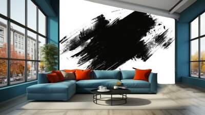 Black ink background painted by brush. Illustration Wall mural