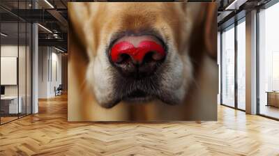 Adorable Dog with Pink Heart on Face Wall mural