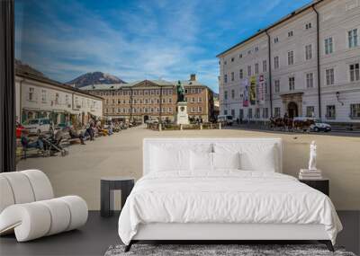 Mozart Square With Mozart Statue-Salzburg,Austria Wall mural