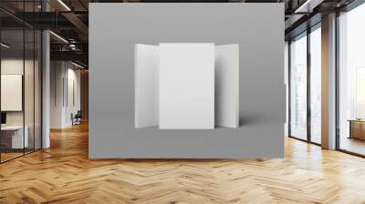 3 book models standing upright on a gray background. 3d realistic render soft cover book mockup. Mockup of book with white cover on isolated background. Wall mural