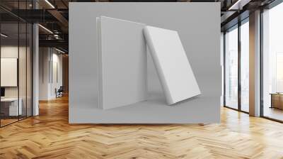 Realistic 3D book mockup illustration with 2 hard covers. Book model standing upright on isolated gray background with shadow. 2 hardcover books. Ready for you to present your design. Wall mural