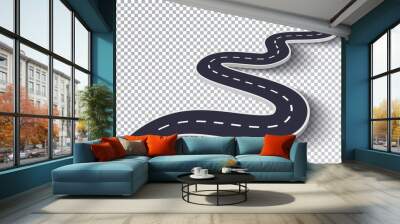 Winding Road Isolated Transparent Special Effect. Road way location infographic template. Vector EPS 10 Wall mural