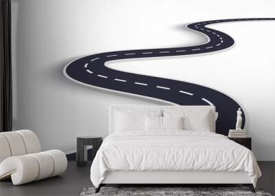 Winding Road on a White Isolated Background. Road way location infographic template. Vector EPS 10 Wall mural