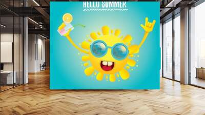 hello summer rock n roll vector label or logo. Wall mural