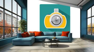 Retro Camera flat icon for web design and mobile app Wall mural