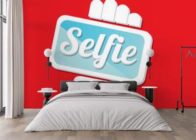 Taking Selfie Photo on Smart Phone concept icon Wall mural