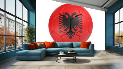 Soccer ball with Albania team flag, isolated on white background Wall mural