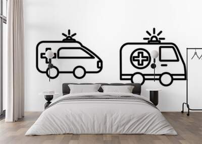 Ambulance icon vector. Ambulance car icon Wall mural