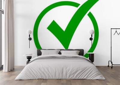 green check mark icon in a circle. check list button icon Wall mural