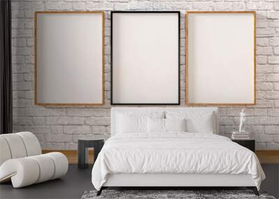 mock up white poster on brick wall Wall mural