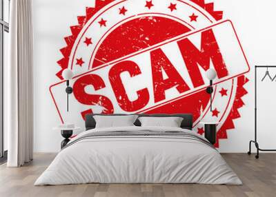 Scam red grunge stamp isolated Wall mural