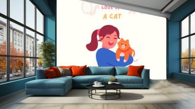 Cute Illustration International Cat Day Flyer Wall mural